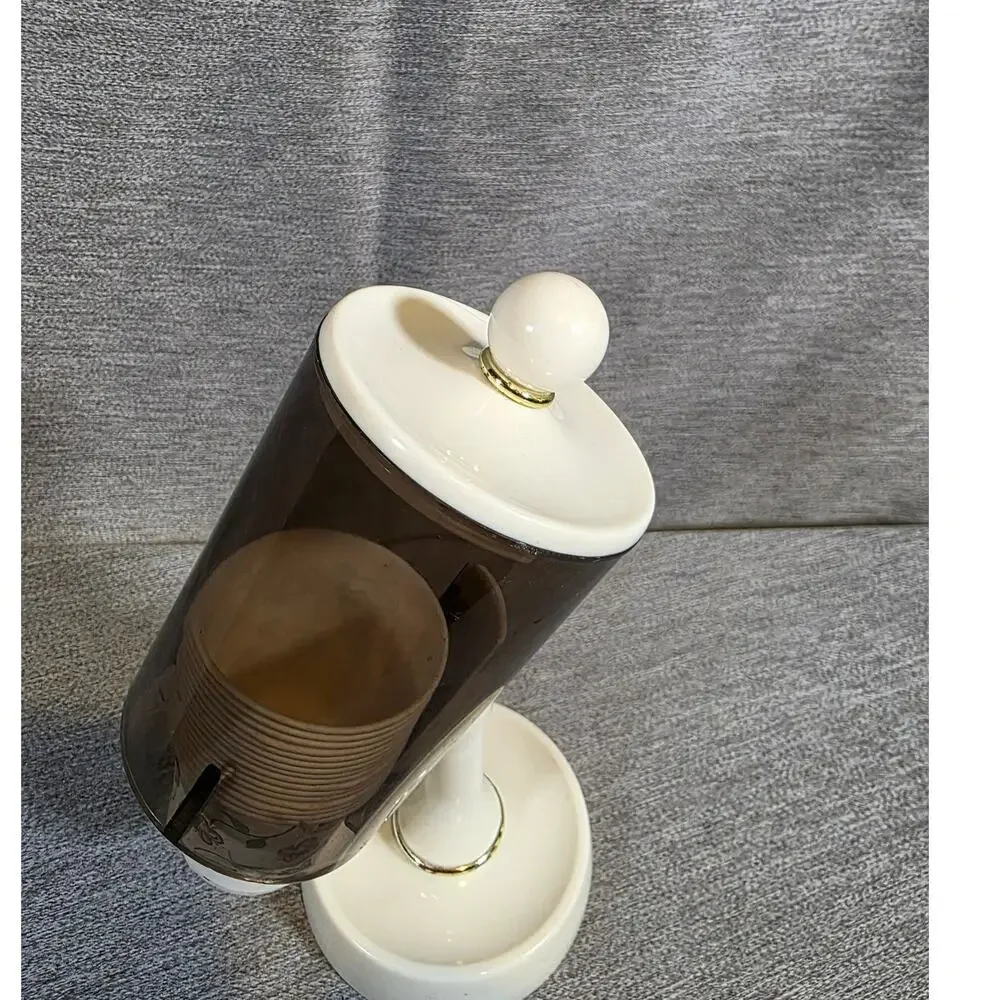 Vintage Londonware Retro Dixie Cup Dispenser Holder Plastic White/Gold 8.5
